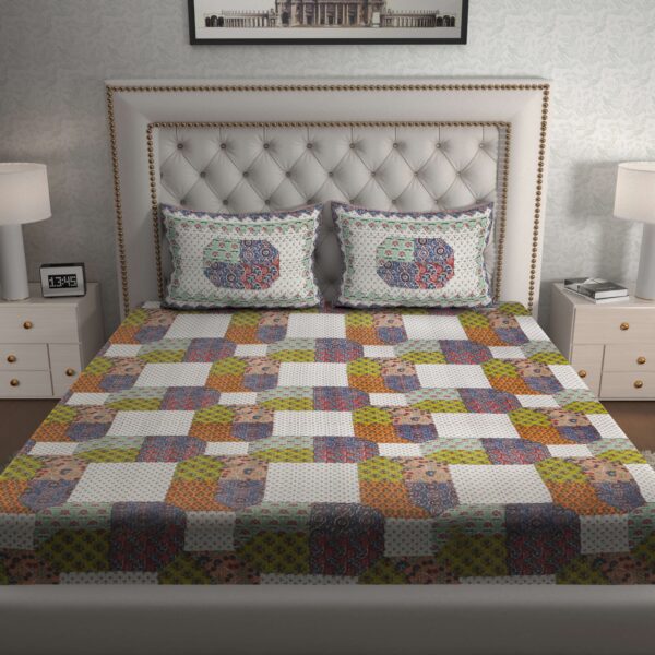 Rajasthani Traditionally Printed Cotton Doublebed Bedsheet With Pack of 2 Pillow Covers
