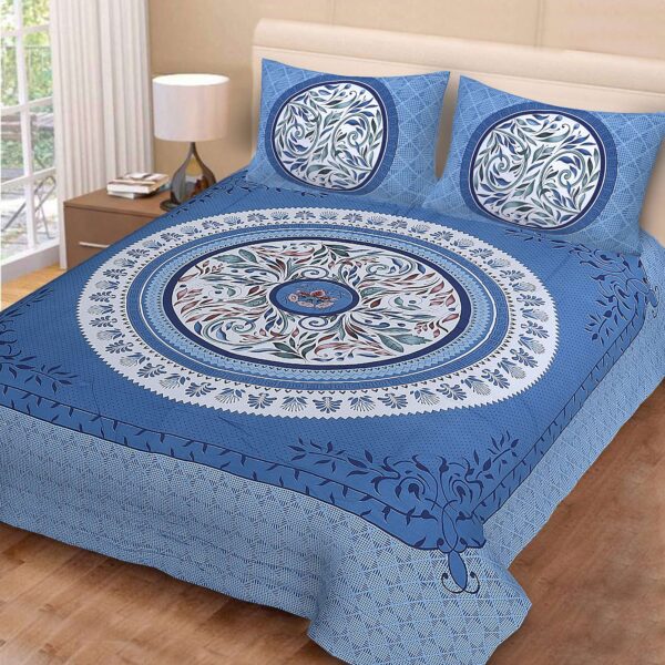 Rajasthani Jaipuri-Stylish Floral Printed Cotton Double Bedsheet With Two Matching Pillow Covers.
