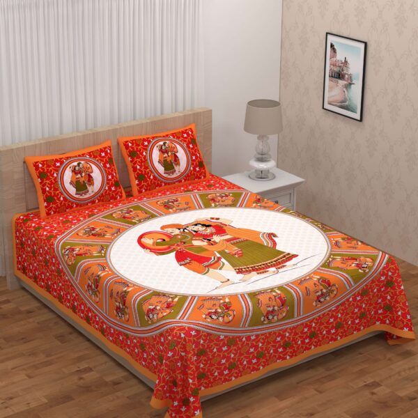 Jaipuri Cotton Printed Double Bedsheet With Two Pillow Covers