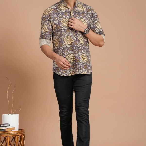Men's Cotton Floral Printed Kurta ? Stylish Casual & Festive Wear