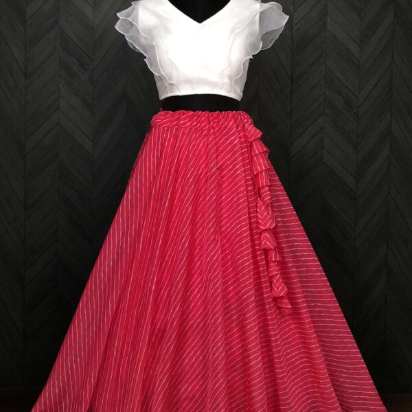 Premium Designer Leheriya Digital Printed Organza Lehenga Choli Set