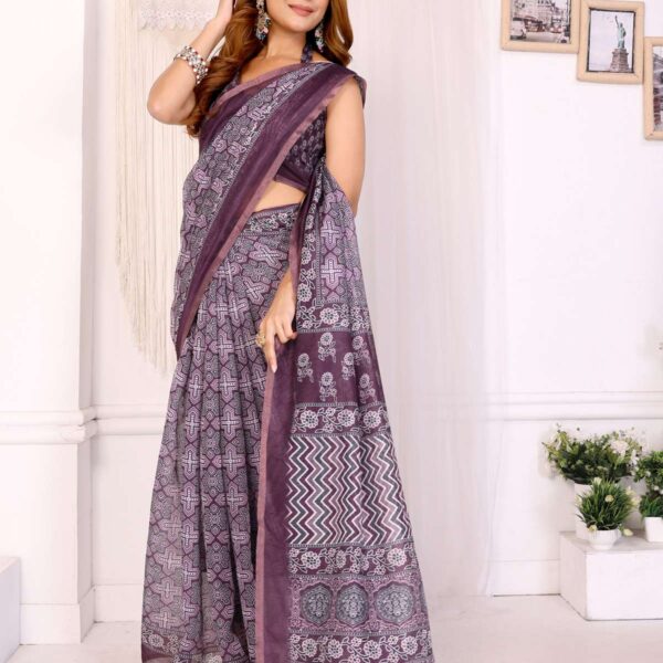 Wine Purple Chanderi Saree ? Elegant Traditional Motif Design