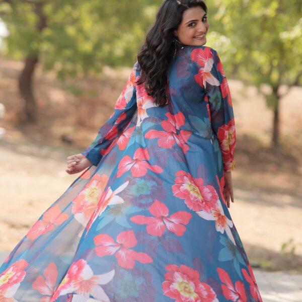 Faux Georgette Lehenga Choli with Digital Flower Print Shrug
