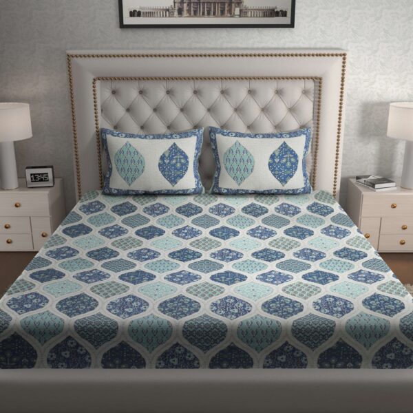 Rajasthani Traditionally Printed Cotton Doublebed Bedsheet With Pack of 2 Pillow Covers